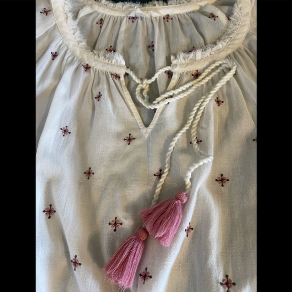 Pink Floral Embroidered Boho Peasant top - Picture 7 of 12